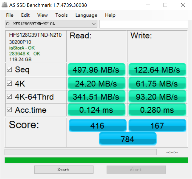N580VD hard disk benchmark test