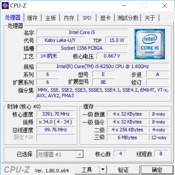 ThinkPad E480 CPU-Z